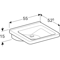 Selnova Comfort  Umywalka, B55cm, H15.5cm, T52.5cm, bez przelewu, bez otworu na baterię GEBERIT 500.787.01.7
