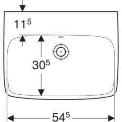Selnova Square Umywalka, B60cm, H18cm, T46cm, bez przelewu, bez otworu na baterię GEBERIT 500.300.01.4