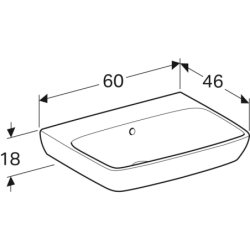 Selnova Square Umywalka, B60cm, H18cm, T46cm, bez przelewu, bez otworu na baterię GEBERIT 500.300.01.4