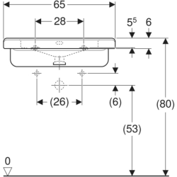 Selnova Comfort  Umywalka, B65cm, H15.5cm, T55cm, z przelewem, z otworem na baterię GEBERIT 500.788.01.7