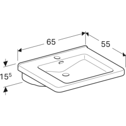 Selnova Comfort  Umywalka, B65cm, H15.5cm, T55cm, z przelewem, z otworem na baterię GEBERIT 500.788.01.7