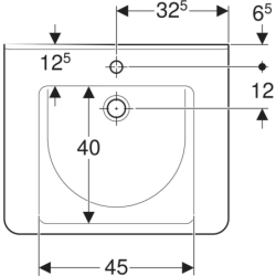 Selnova Comfort  Umywalka, B65cm, H15.5cm, T55cm, bez przelewu, z otworem na baterię GEBERIT 500.789.01.7
