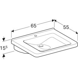 Selnova Comfort  Umywalka, B65cm, H15.5cm, T55cm, bez przelewu, z otworem na baterię GEBERIT 500.789.01.7