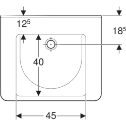 Selnova Comfort  Umywalka, B65cm, H15.5cm, T55cm, bez przelewu, bez otworu na baterię GEBERIT 500.790.01.7