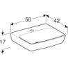 Selnova Square Umywalka kompaktowa, B50cm, H17cm, T42cm, bez przelewu, z otworem na baterię GEBERIT 500.310.01.2