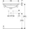 Selnova Square Umywalka meblowa, B55cm, H16.8cm, T48cm, cienki rant, z przelewem,  z otworem na baterię GEBERIT 500.993.00.1