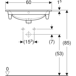 Selnova Square Umywalka meblowa, B60cm, H16.8cm, T48cm, cienki rant, z przelewem,  z otworem na baterię GEBERIT 500.994.00.1