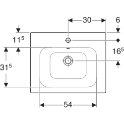 Selnova Square Umywalka meblowa, B60cm, H16.8cm, T48cm, cienki rant, z przelewem,  z otworem na baterię GEBERIT 500.994.00.1