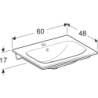 Selnova Square Umywalka meblowa, B60cm, H16.8cm, T48cm, cienki rant, z przelewem,  z otworem na baterię GEBERIT 500.994.00.1