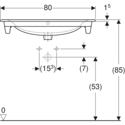 Selnova Square Umywalka meblowa, B80cm, H16.8cm, T48cm, cienki rant, z przelewem,  z otworem na baterię GEBERIT 500.995.00.1