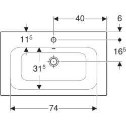 Selnova Square Umywalka meblowa, B80cm, H16.8cm, T48cm, cienki rant, z przelewem,  z otworem na baterię GEBERIT 500.995.00.1