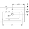 Selnova Square Umywalka meblowa, B80cm, H16.8cm, T48cm, cienki rant, z przelewem,  z otworem na baterię GEBERIT 500.995.00.1