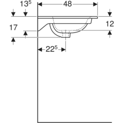 Selnova Square Umywalka meblowa, B100cm, H16.8cm, T48cm, cienki rant, z przelewem,  z otworem na baterię GEBERIT 500.997.00.1
