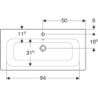 Selnova Square Umywalka meblowa, B100cm, H16.8cm, T48cm, cienki rant, z przelewem,  z otworem na baterię GEBERIT 500.997.00.1