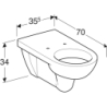 Selnova Comfort Wisząca miska WC, lejowa, B35.5cm, H34cm, T70cm, długa GEBERIT 501.044.00.7