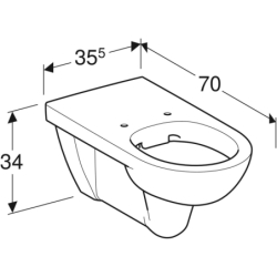 Selnova Comfort Wisząca miska WC, lejowa, B35.5cm, H34cm, T70cm, długa, Rimfree GEBERIT 501.046.00.7