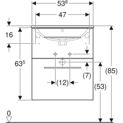 Selnova Square Set szafki podum.,2 szufl., 55x50,2x65,2cm, lava, z um. slim rant, z przel. i otw. na bat. GEBERIT 501.233.00.1