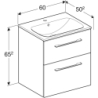 Selnova Square Set szafki podum.,2 szufl., 60x50,2x65,2cm, z um. meb., slim rant, z przel. i otw. na bat. GEBERIT 501.236.00.1