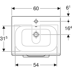 Selnova Square Set szafki podum.,2 szufl., 60x50,2x65,2cm, lava, z um. slim rant, z przel. i otw. na bat. GEBERIT 501.237.00.1