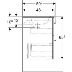 Selnova Square Set szafki podum.,2 szufl., 60x50,2x65,2cm, orzech włoski hickory jasny, z um. slim rant GEBERIT 501.239.00.1
