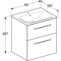 Selnova Square Set szafki podum.,2 szufl., 60x50,2x65,2cm, orzech włoski hickory jasny, z um. slim rant GEBERIT 501.239.00.1