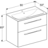 Selnova Square Set szafki podum.,2 szufl., 80x50,2x65,2cm, z um. meb., slim rant, z przel. i otw. na bat. GEBERIT 501.240.00.1