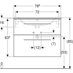 Selnova Square Set szafki podum.,2 szufl., 80x50,2x65,2cm, orzech włoski hickory jasny, z um. slim rant GEBERIT 501.243.00.1