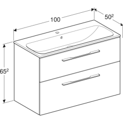 Selnova Square Set szafki podum.,2 szufl., 100x50,2x65,2cm, biały, z um. slim rant, z przel. i otw. na bat. GEBERIT 501.244.00.1