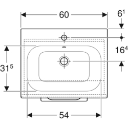 Selnova Square Set szafki podum., 1 drzwi, 60x50,2x65,2cm, lava, z um. slim rant, z przel. i otw. na bat. GEBERIT 501.253.00.1