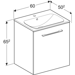 Selnova Square Set szafki podum., 1 drzwi, 60x50,2x65,2cm, orzech włoski hickory jasny, z um. slim rant GEBERIT 501.255.00.1