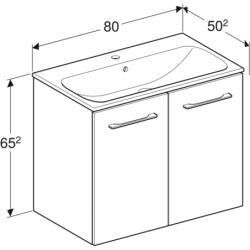 Selnova Square Set szafki podum., 2 drzwi, 80x50,2x65,2cm, orzech włoski hickory jasny, z um. slim rant GEBERIT 501.259.00.1