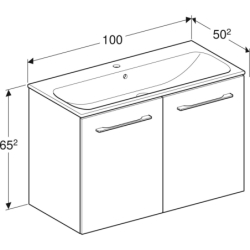 Selnova Square Set szafki podum., 2 drzwi, 100x50,2x65,2cm, orzech włoski hickory, z um. slim rant GEBERIT 501.262.00.1