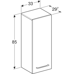Selnova Square Szafka boczna, B33cm, H85cm, T29.7cm, z jednymi drzwiami, biały GEBERIT 501.276.00.1