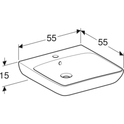 Selnova Comfort Umywalka, B55cm, H15cm, T55cm, z przelewem, z otworem na baterię GEBERIT 501.461.00.7