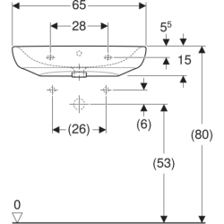 Selnova Comfort Umywalka, B65cm, H15cm, T55cm, z przelewem, z otworem na baterię GEBERIT 501.463.00.7