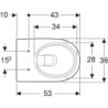 Selnova Wisząca miska WC, lejowa, B36cm, H33cm, T53cm, częściowo ukryte mocowania, Rimfree GEBERIT 501.545.01.1