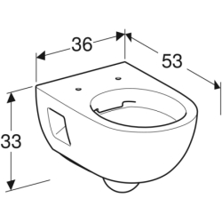 Selnova Wisząca miska WC, lejowa, B36cm, H33cm, T53cm, częściowo ukryte mocowania, Rimfree GEBERIT 501.545.01.1