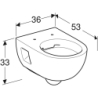 Selnova Wisząca miska WC, lejowa, B36cm, H33cm, T53cm, częściowo ukryte mocowania, Rimfree GEBERIT 501.545.01.1