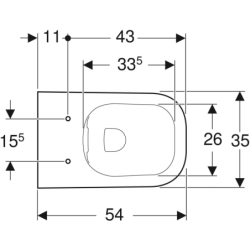 Selnova Square Wisząca miska WC, lejowa, B35cm, H33cm, T54cm, częściowo ukryte mocowania, Rimfree GEBERIT 501.546.01.1