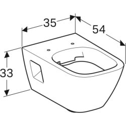 Selnova Square Wisząca miska WC, lejowa, B35cm, H33cm, T54cm, częściowo ukryte mocowania, Rimfree GEBERIT 501.546.01.1