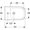 Selnova Square Bidet wiszący, B35cm, H26cm, T54cm, częściowo ukryte mocowania, z przelew, z otw. na bat. GEBERIT 501.547.01.7