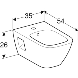 Selnova Square Bidet wiszący, B35cm, H26cm, T54cm, częściowo ukryte mocowania, z przelew, z otw. na bat. GEBERIT 501.547.01.7