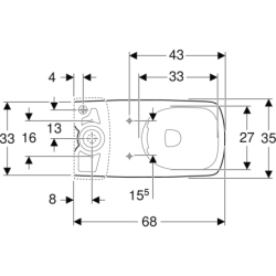 Selnova Square miska WC do spł. nasadzanej, 35x68x40cm, częściowo ukryte mocowania, odpływ poziom, Rimfree GEBERIT 501.563.01.7