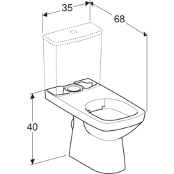 Selnova Square miska WC do spł. nasadzanej, 35x68x40cm, częściowo ukryte mocowania, odpływ poziom, Rimfree GEBERIT 501.563.01.7