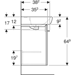 Selnova Square Set szafki podum., 50x42x64,9cm, 1 drzwi, orzech włoski hickory jasny, z um. kompakt, GEBERIT 502.753.00.1