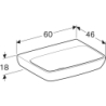 Selnova Square Umywalka, B60cm, H18cm, T46cm, bez przelewu, bez otworu na baterię GEBERIT 502.792.00.7