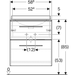 Selnova Square Set szafka i blat, 59,1x50,2x70,3cm,2 szufl., orzech włoski hickory jasny, z um. wpuszczaną, GEBERIT 502.871.00.1