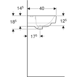Selnova Compact Umywalka, B65cm, H17.5cm, T40cm, z przelewem, z otworem na baterię GEBERIT 501.890.00.7