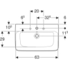 Selnova Compact Umywalka, B65cm, H17.5cm, T40cm, z przelewem, z otworem na baterię GEBERIT 501.890.00.7