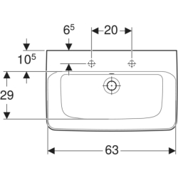 Selnova Compact Umywalka, B65cm, H17.5cm, T40cm, z przelewem, bez otworu na baterię GEBERIT 501.892.00.7